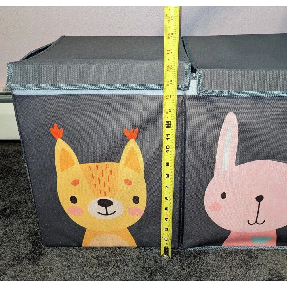Softowl Collapsible Toy Chest Storage Box Gray Animals Extra Large 37